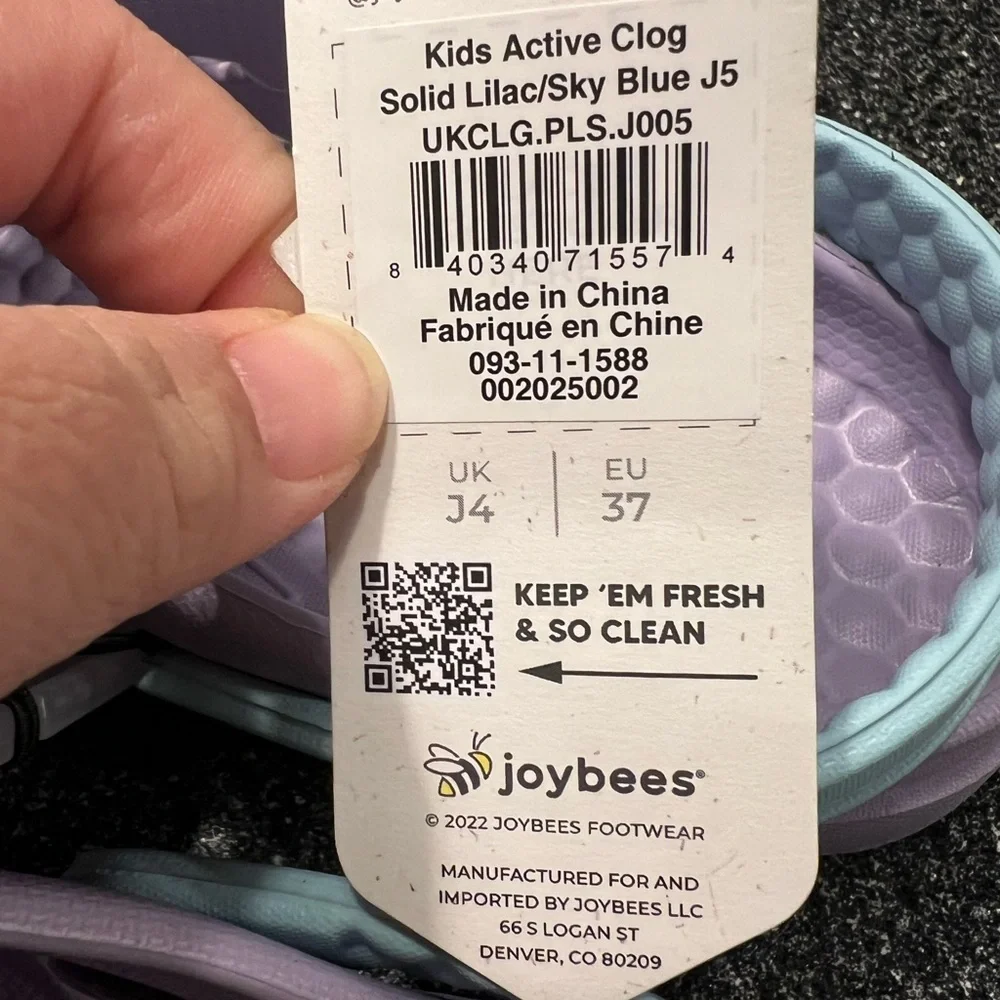 NWT Joybees Kids Active Clog Solid Lilac/Sky Blue Size 5